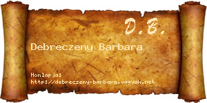 Debreczeny Barbara névjegykártya